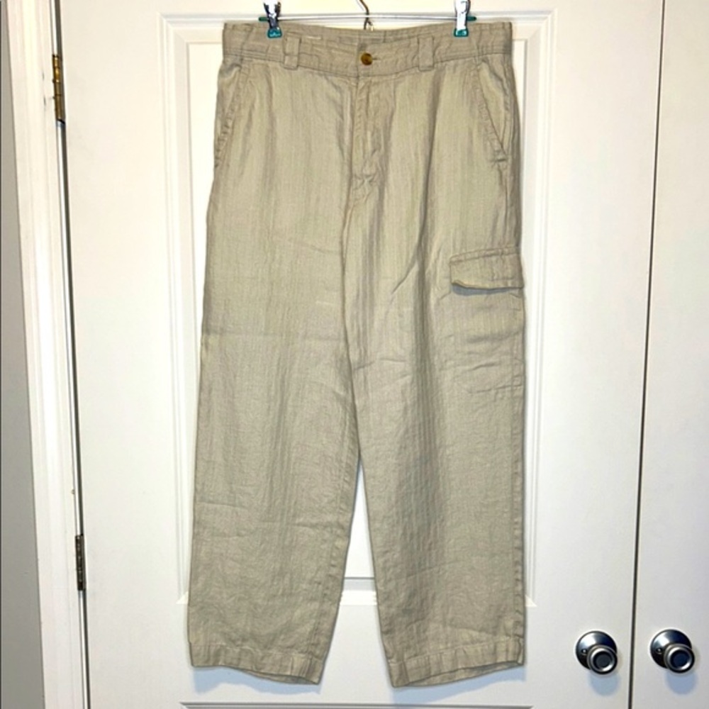 Perry Ellis Tan Cargo Pants Lightweight Relaxed Fit